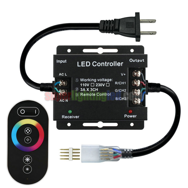 AC110-220V 1500W Max, LED RGB Wireless RF color ring Infrared Remote Controller, For 164Ft RGB High Voltage led strip lights